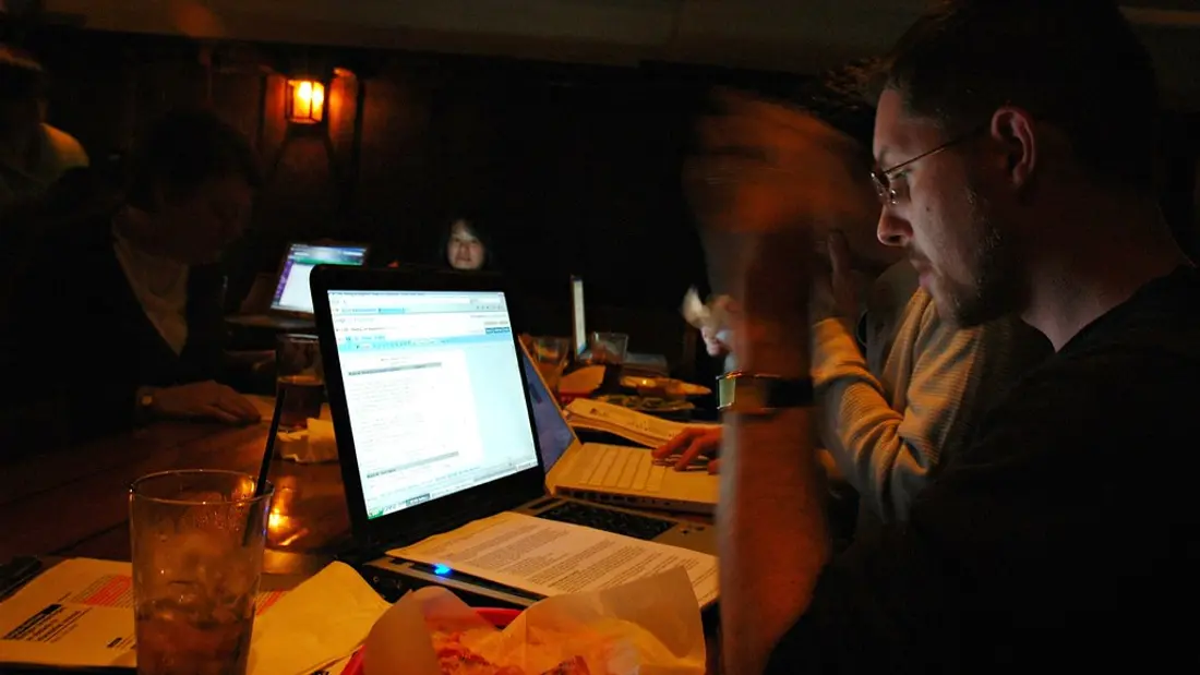 A student studying during an online tutoring lesson