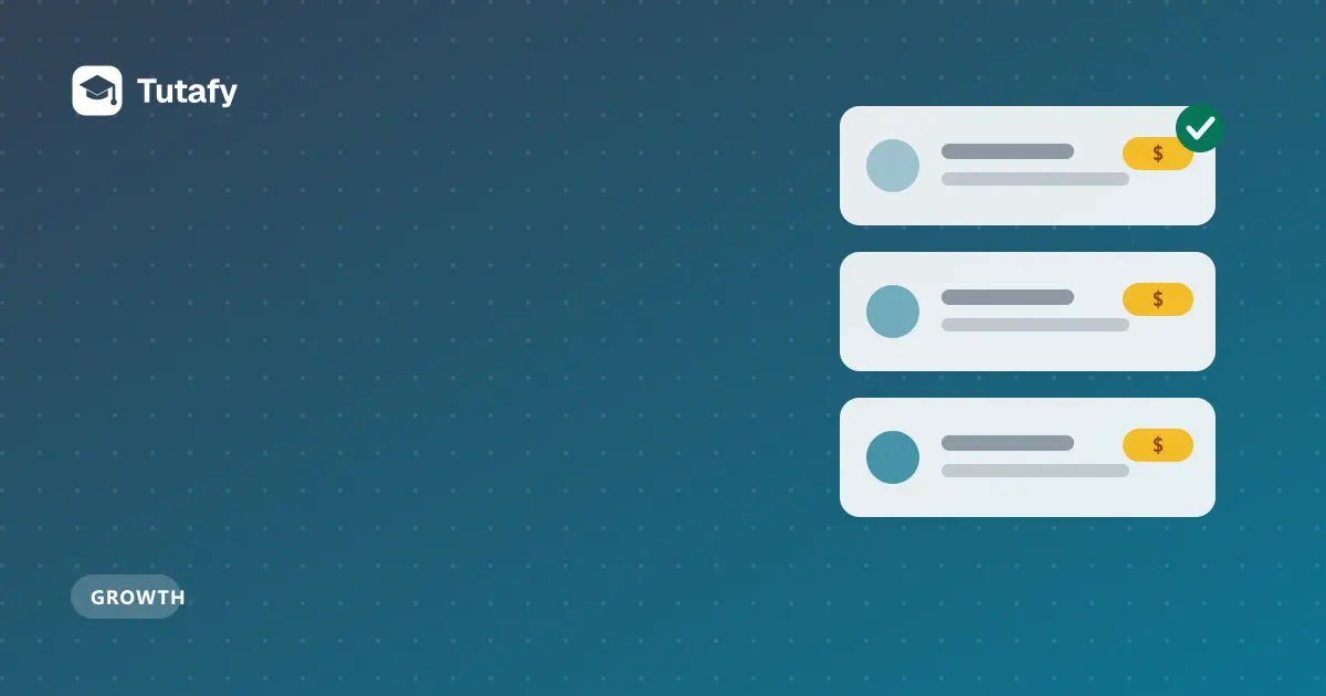 Illustration of job cards with a check mark and a pay tag, for online tutoring jobs